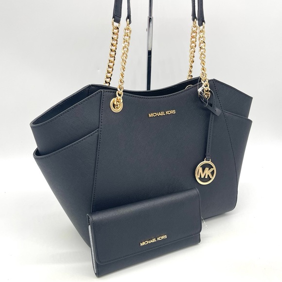 Michael Kors Large Chain Shoulder Tote Bag & Trifold Wallet - Picture 3 of 8